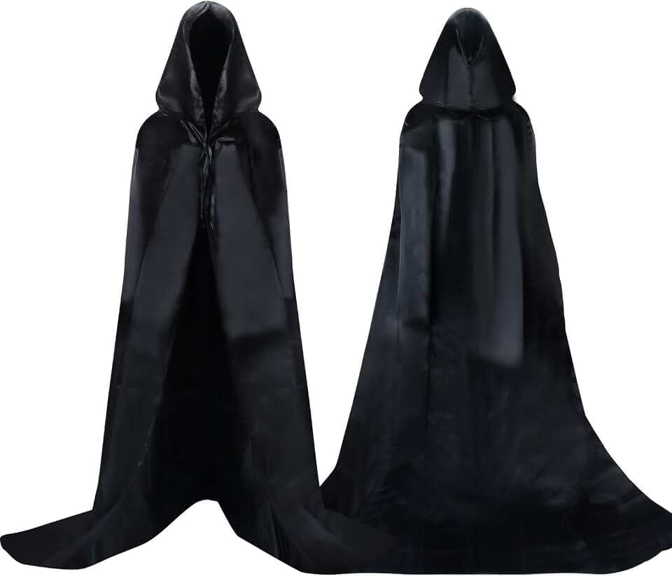 Proumhang Umhang mit Kapuze Darth Vader Umhang Mittelalter Umhang Cape Mantel Satin Karneval Halloween Weihnachten Kostüm Erwachsener