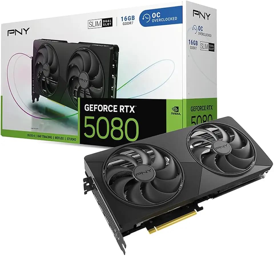 PNY NVIDIA GeForce RTX™ 5080 Slim Dual-Fan Dual-Slot OC Graphics Card