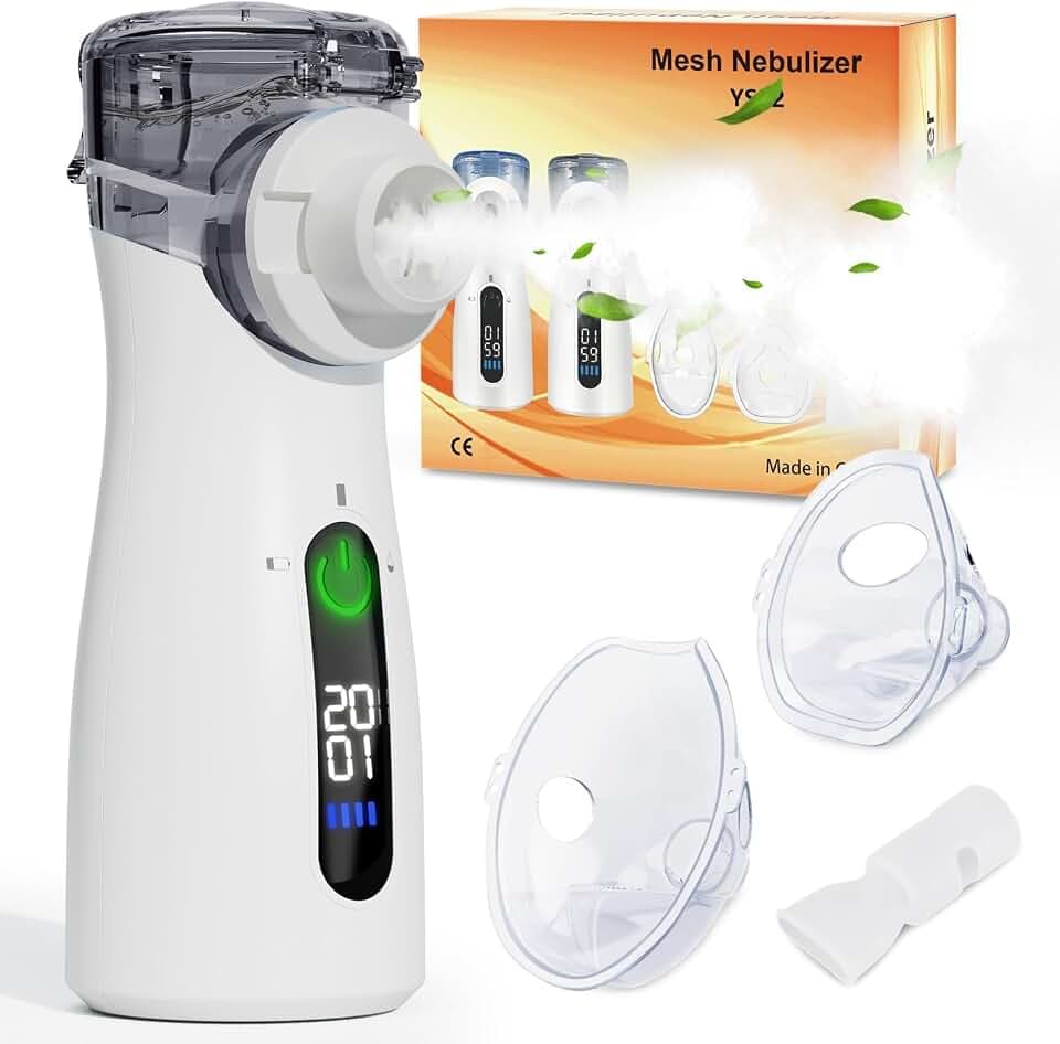 InhaliergeräTe FüR Erwachsene，InhalationsgeräT Kinder Mit Tragbar USB Elektrische Inhalatoren，Nebulizer Inhalator Mit Led-Timer，Vernebler InhaliergeräT Zur Linderung Von Atemwegsinfektionen (Grau)