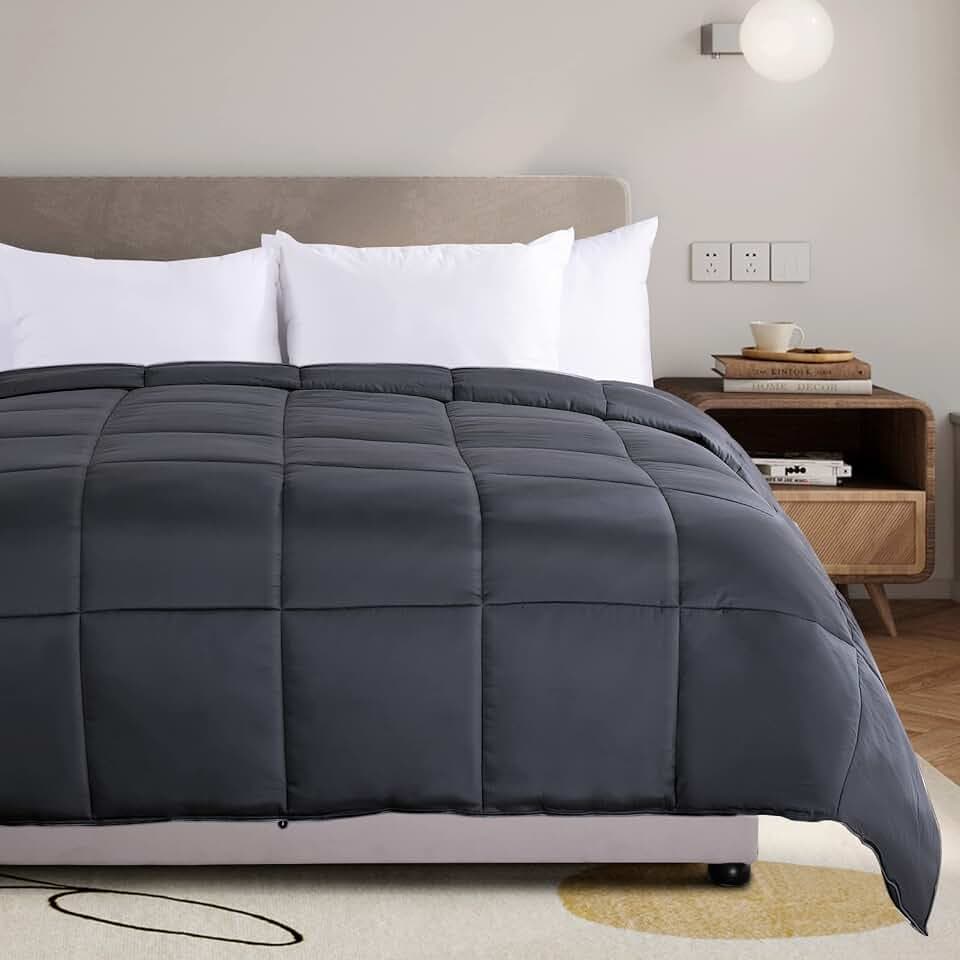 NEXHOME PRO Viscose from Bamboo Comforter, Lightweight Cooling King, Duvet Insert, Summer Blanket, Organic Natural Bedding Down Alternative Cool Comforters for Hot Sleepers, Dark Grey 90" x 108"