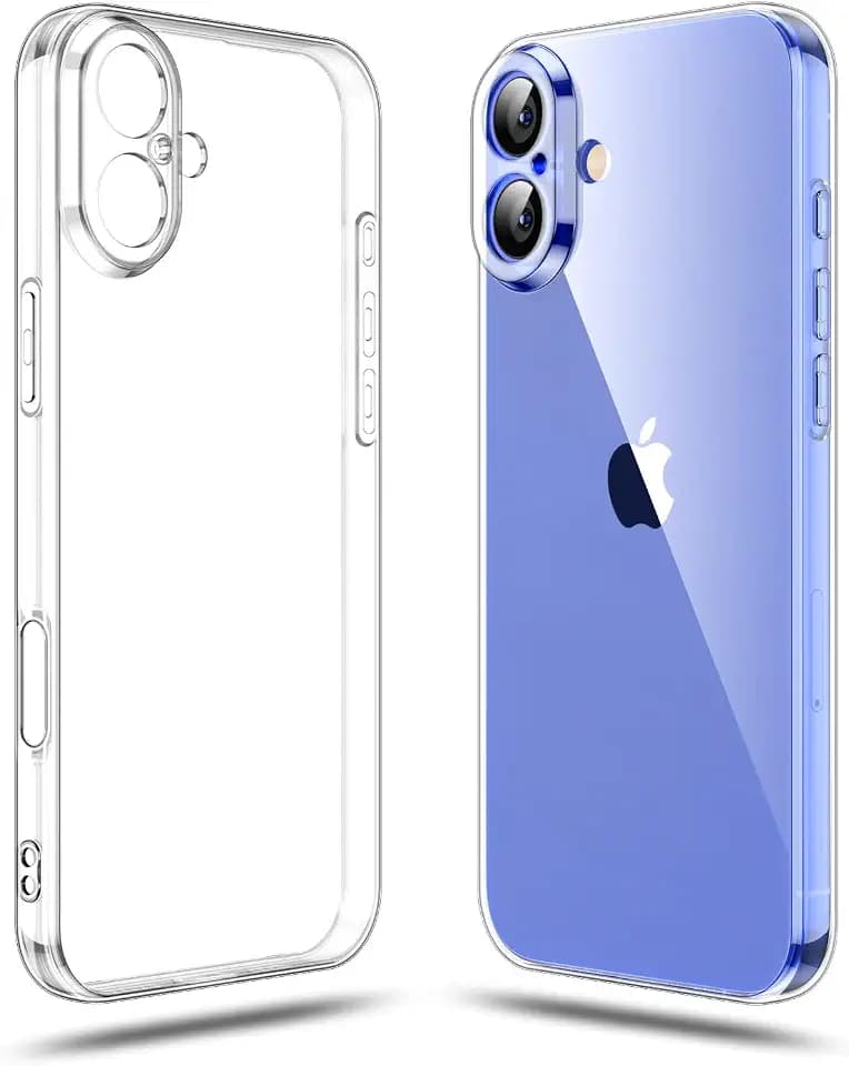 Shamo's Clear TPU Case for iPhone 16 – with Camera Protection, Ultra Slim, Shockproof, Anti-Yellowing, Scratch-Resistant, Wireless Charging Compatible, Enhanced Grip (for iPhone 16)
