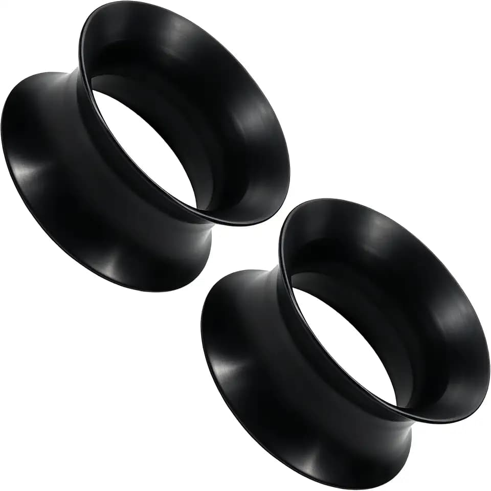 6G-50mm Extra Soft Silicone Gauges for Ears Flexible Ear Skin Tunnels Plugs Expanders Gauges Hollow Gauges Body Piercing for Women Men Black White Clear Flesh Skin 1 Pairs