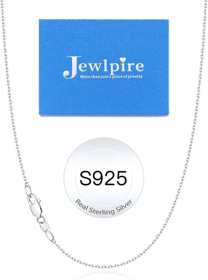 Jewlpire 1mm 1.2mm Cable Chains 925 Sterling Silver Chain Necklace for Women, 14k Gold Plated Chain for Women Sturdy Durable Womens Chains Necklace, 14 16 18 20 22 24 Inch