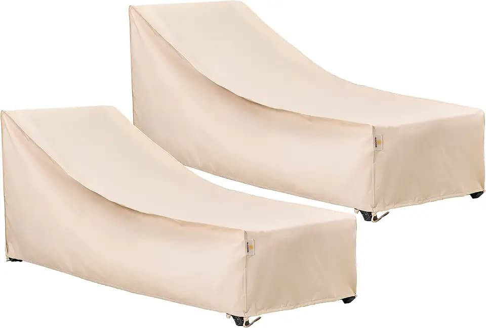F&J Outdoors Patio Chaise Lounge Cover, 2-Pack, 79"L x 30"W x 30"H, Beige