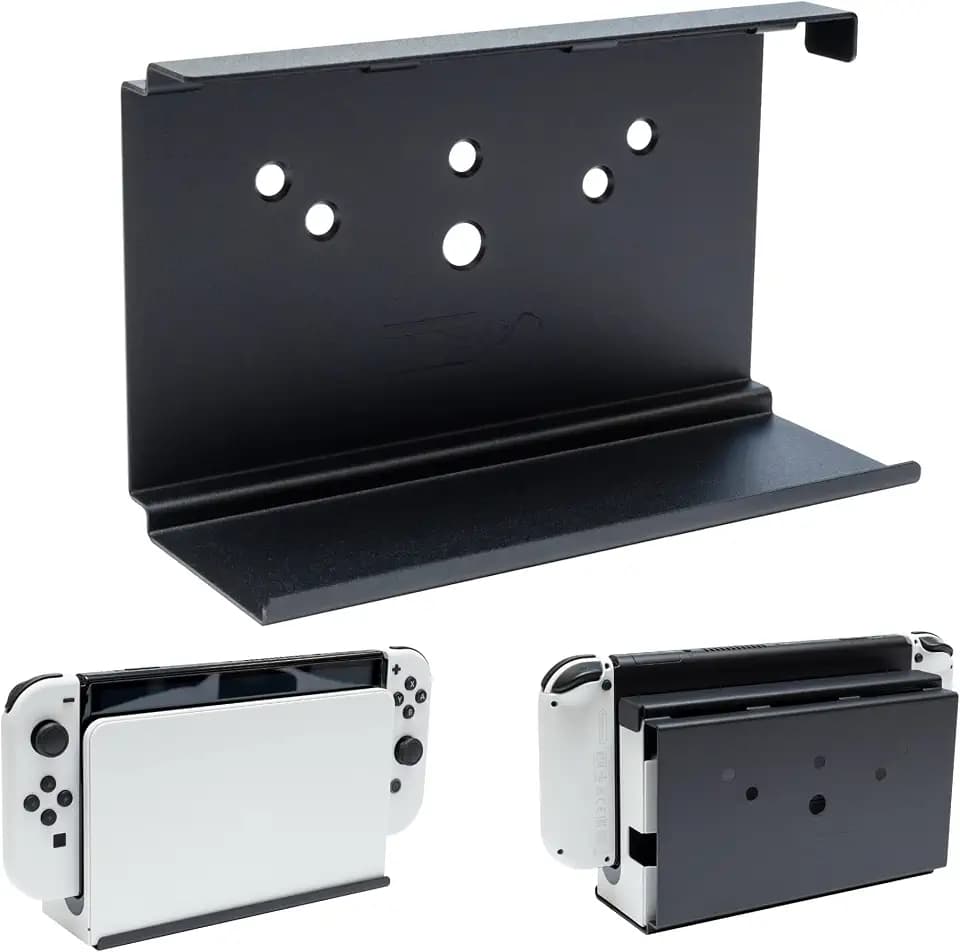 HIDEit Mounts Switch-Wandhalterung, schwarze Stahlhalterung, kompatibel mit Nintendo Switch, bewahren Sie Ihre Nintendo Switch-Konsole sicher in der Nähe oder hinter dem Fernseher auf