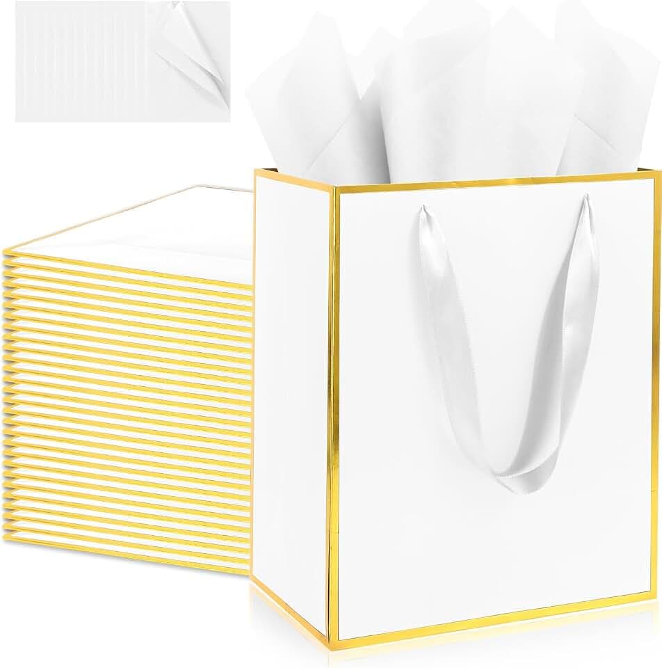 Addblu 28 Pack Bulk Luxury Gift Bags with Handles & 28 Tissue Papers