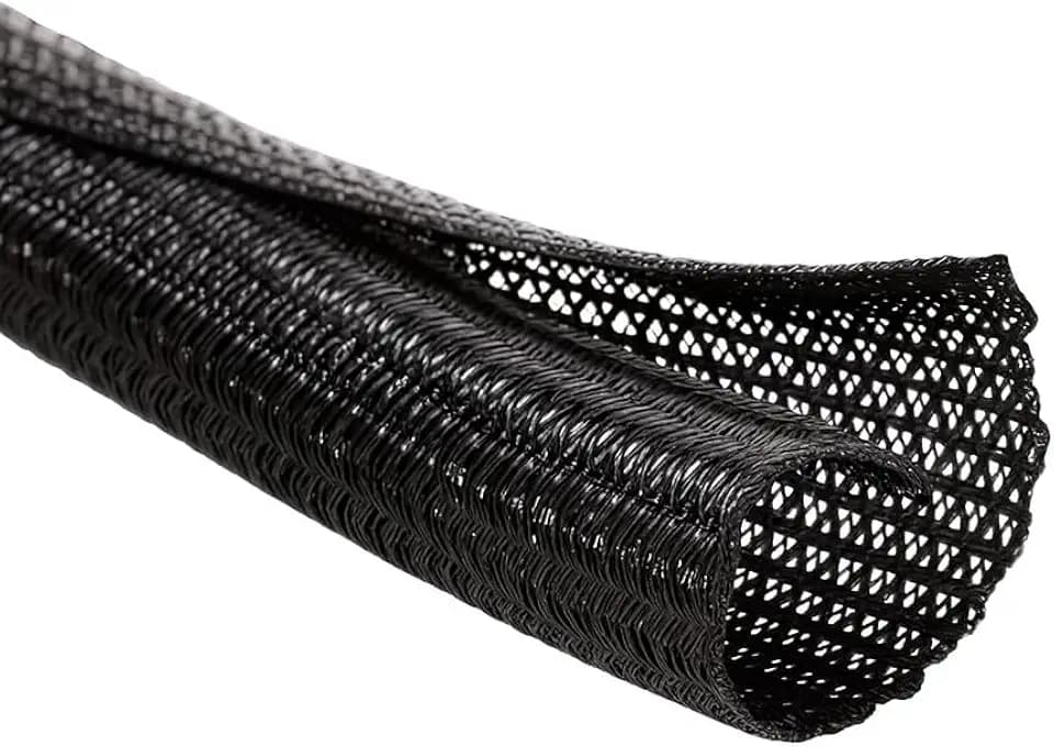 MGI SpeedWare Braided Split-Sleeve Wire Loom for High-Temperature Automotive Harness and Home Cable Management 25 feet (1/2")
