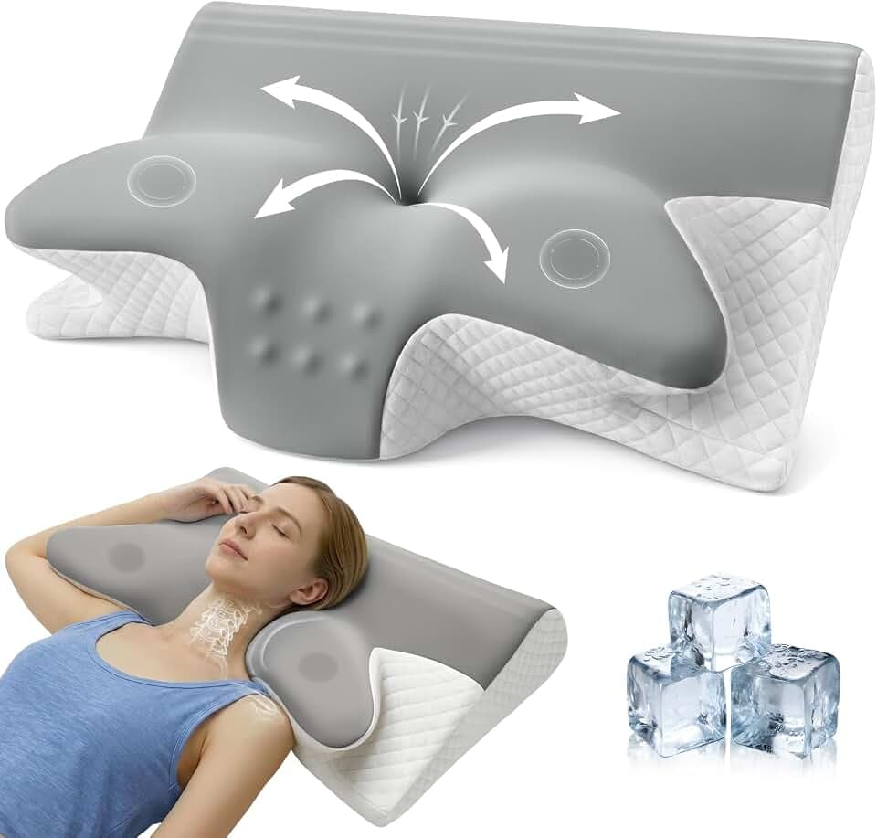 Ergonomisches Nackenstützkissen, 2 in 1 Kopfkissen aus Memory-Schaum