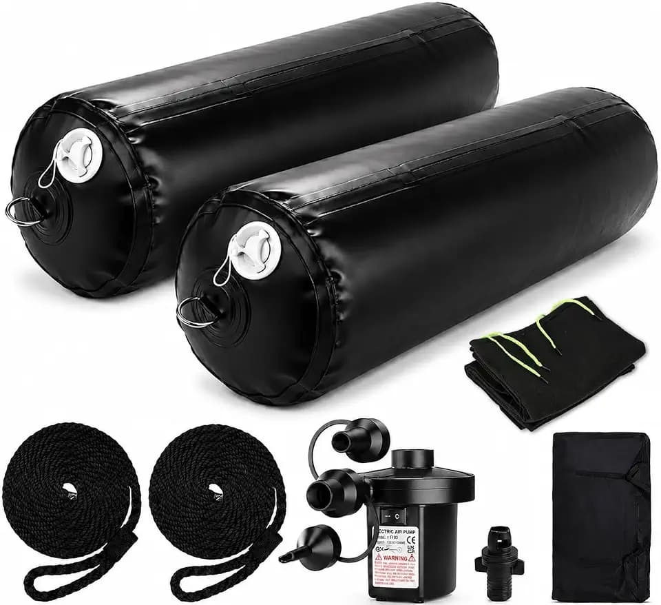 Inflatable Boat Fenders for Docking Heavy Duty Boat Bumpers 10"x27.5"/24" x 5'/18" x 10' Dock Fenders for Pontoon, Fishing Boat, Yacht