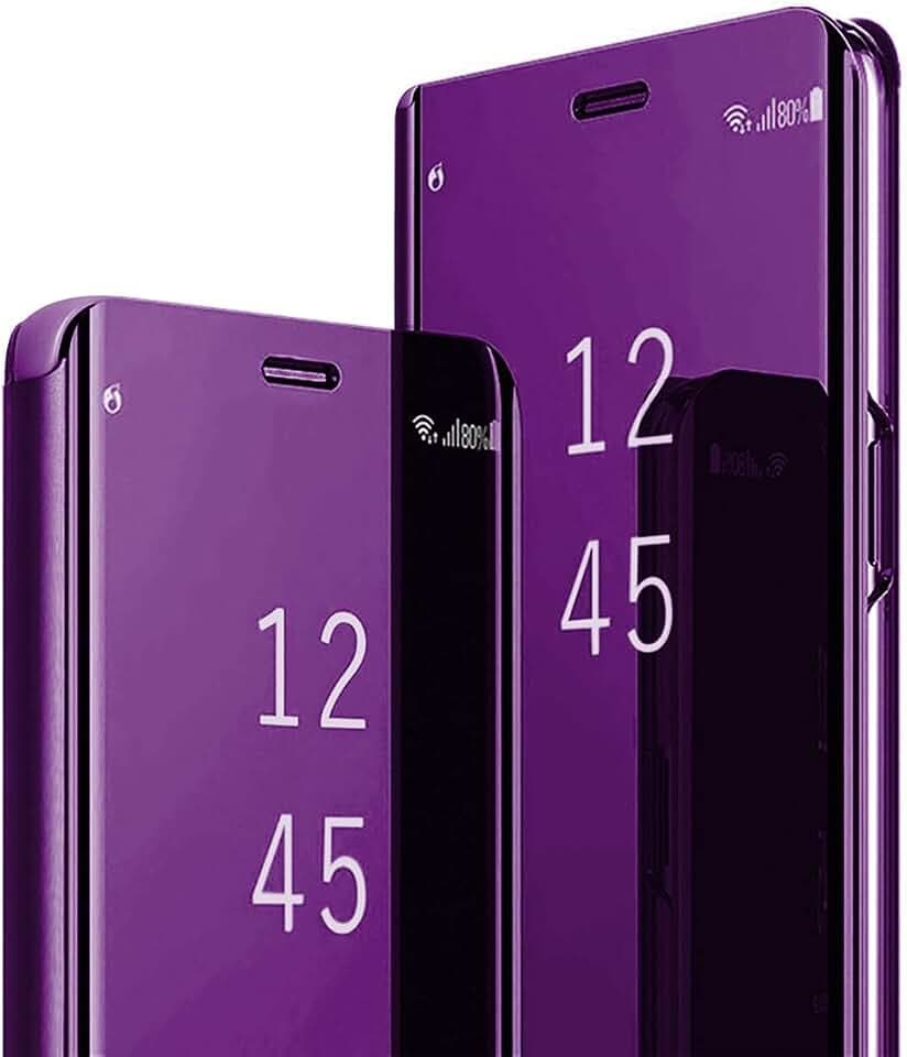 Schutzhülle kompatibel mit Samsung Galaxy A21s PC Spiegel Schutzhülle Flip 360 Schutz Ultra Slim Kratzfest Stoßfest Schutzhülle für Samsung Galaxy A21s Case Violett/Blau