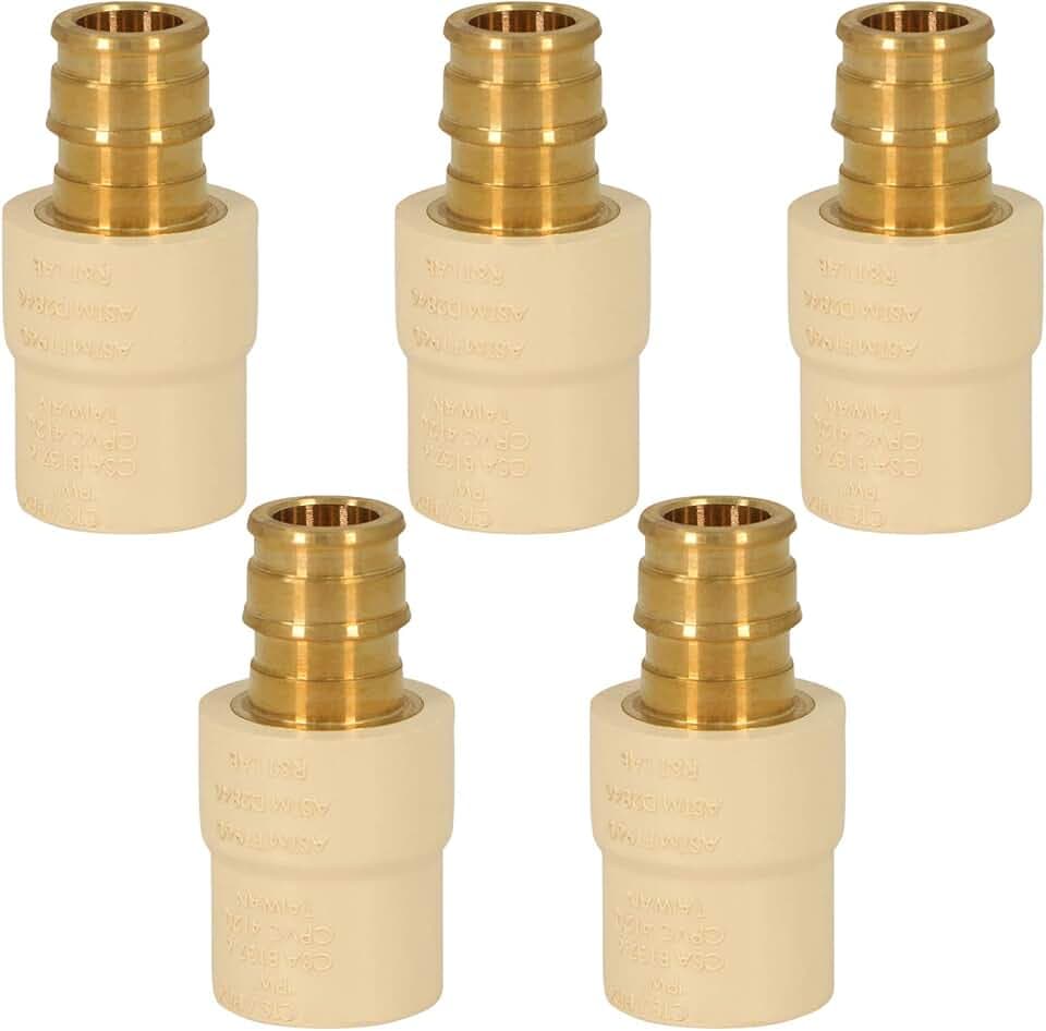 Midline Valve CSDQFG034-OM-5 3/4'' Expansion PEX x CPVC Adapter Pipe Fitting; No Lead Brass (Pack Of 5)