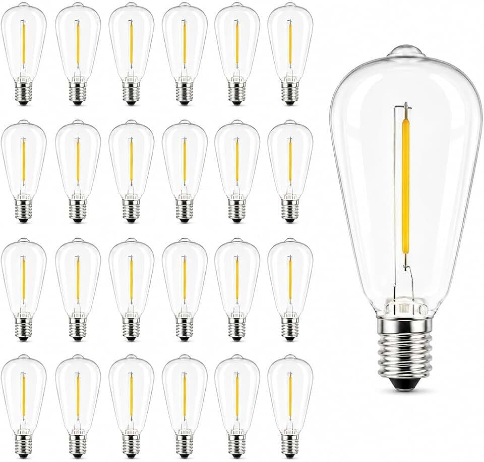 Abeja 25 Pack ST38 LED Replacement Bulbs, E12 0.6W Shatterproof Bulbs