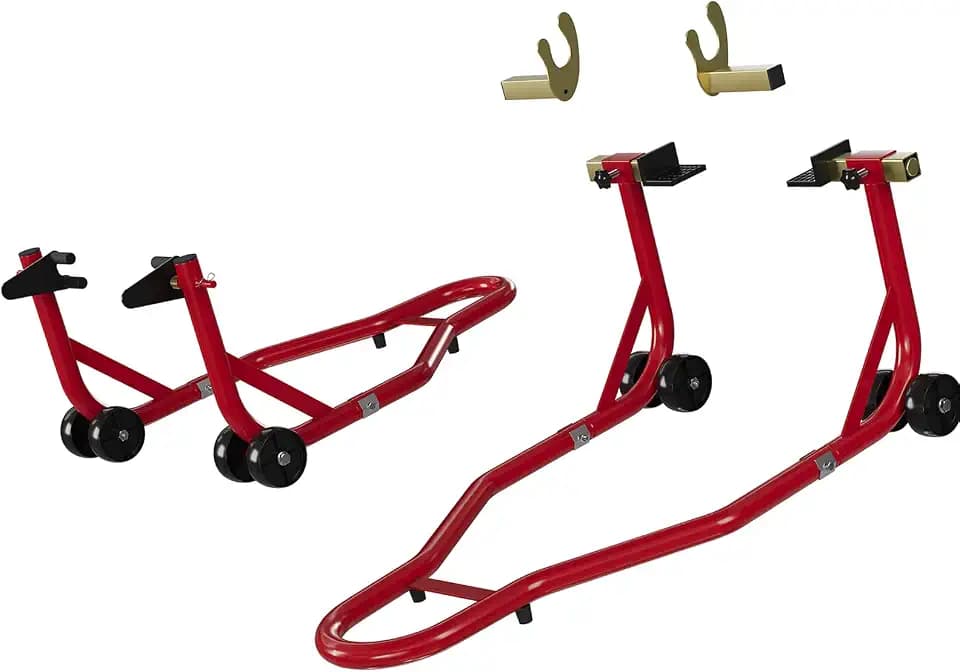DEXSO Motorcycle Stand Lift Front Rear Wheels Lift 900LBS Capacity Red