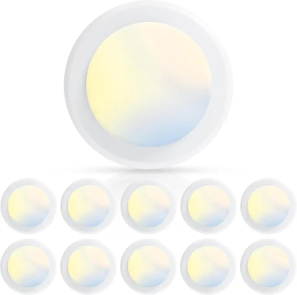 ECOELER 6 Inch 5CCT LED Disk Light, Dimmable LED Ceiling Downlights, 10Pack