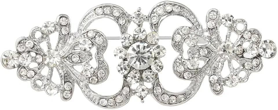 Elegant Marquise Rhinestones Brooch Pin for Women Fashion Vintage Court Crystal Flower Corsage Bouquet Brooches Lapel Pins for Suit Dresses Clothes Accessories Jewelry Wedding Party Her
