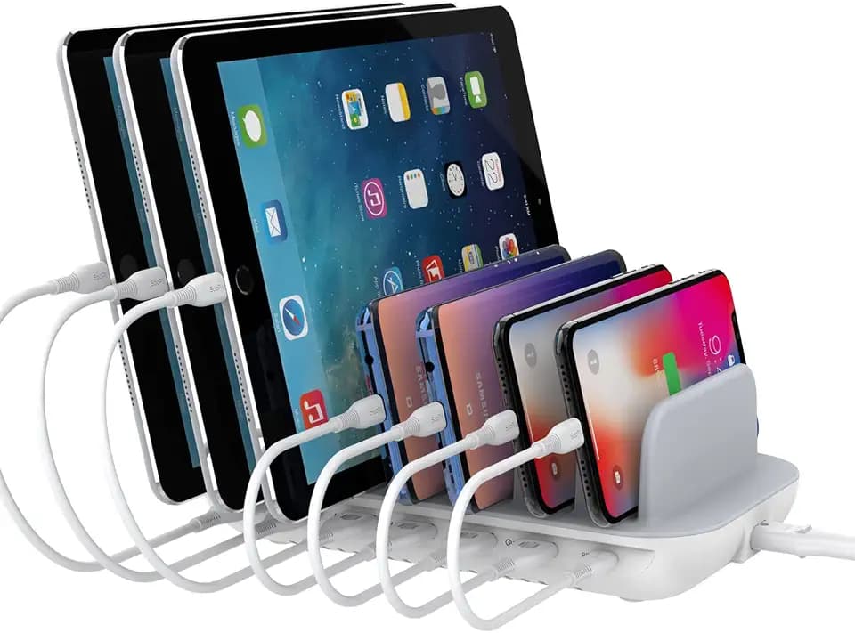 SooPii 70W 7-Port USB Ladestation für mehrere Geräte,weiß