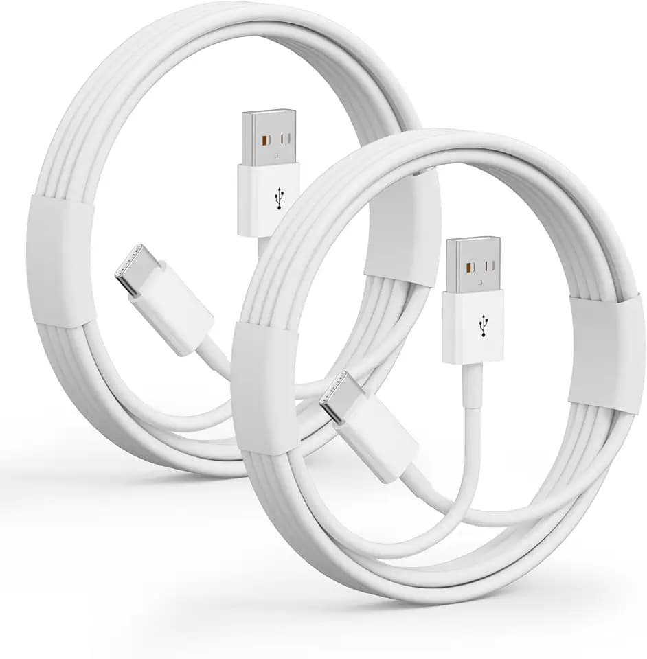 2Pack USB A to USB C Cable for iPhone 18/17/16/15 All Series (White-3 ft)