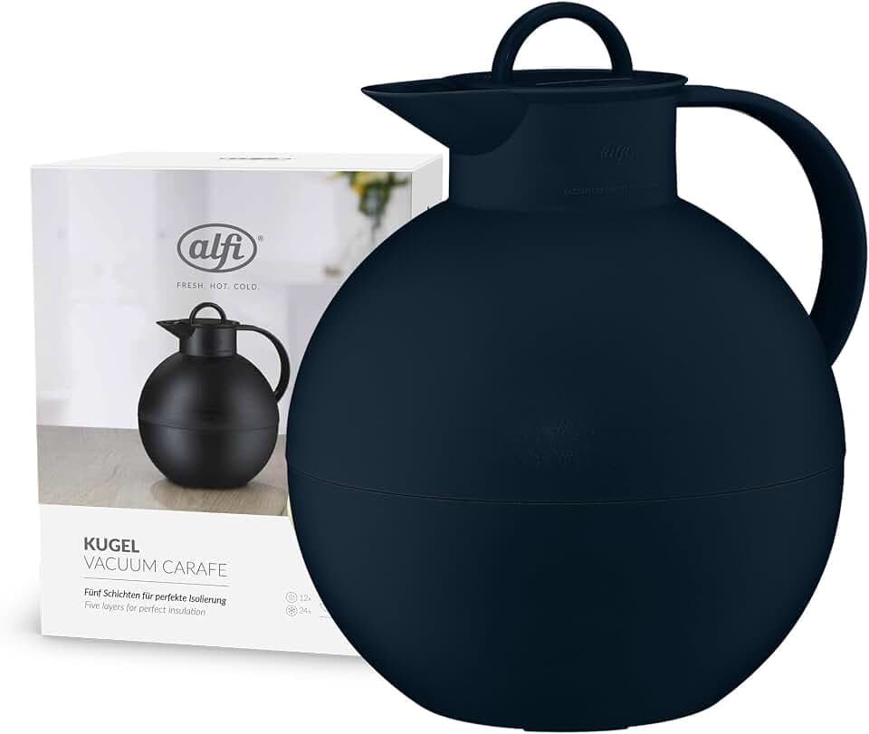 alfi KUGEL Isolierkanne 0,94 l, Hartglaseinsatz, 12h heiß, dark blue