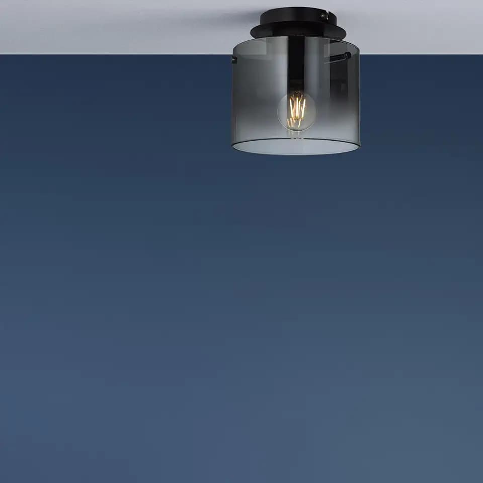 Lightbox Deckenlampe Ø 20 cm, Rauchglas schwarz, E27 Lampe
