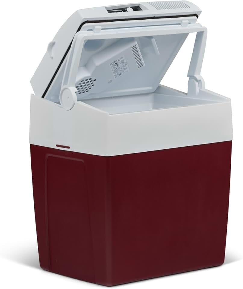 Mobicool ME27 elektrische Kühlbox, 12V und 230V, 26L, weinrot - Mini-Kühlschrank für Auto, Camping, Urlaub, Boot, Festivals - leicht, tragbar, mit praktischem Kabelfach und Eco/Max Modus