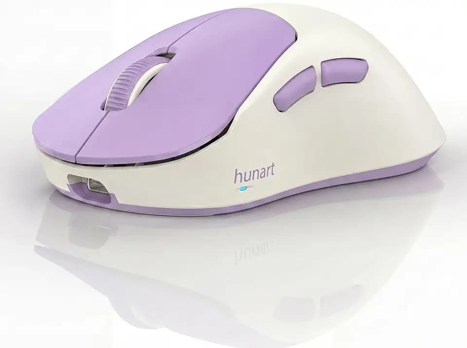hunart H6 49g Wireless Mouse, Bluetooth & 2.4GHz, USB-C Charging, Purple