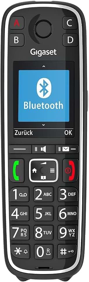 Gigaset E720HX - DECT-Mobilteil mit Ladeschale - Fritzbox-kompatibel - Schnurloses Senioren-Telefon für Router und DECT-Basis - Bluetooth-sprechende Wähltasten, schwarz [Deutsche Version][Ohne Basis]