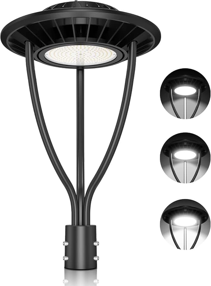 ADUB LED Post Light Outdoor 80W 60W 48W, ETL Listed LED Post Top Pole Light, 11,200 LM Dusk to Dawn Post Lamp 5000K, IP65 Commercial Street Fixture for Parking Lot Backyard, AC120-277V