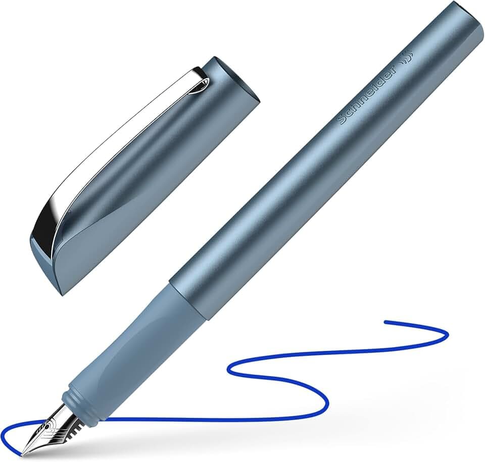 Schneider 168623 Ceod Shiny Füller (Rechts- und Linkshänder, M-Feder, inkl. Tintenpatrone königsblau) blue Medium