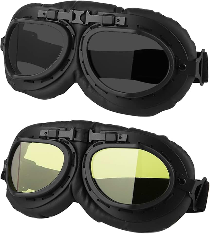 LJDJ Vintage Pilot Motorcycle Goggles, Burning Man ATV Dirt Bike for Adults