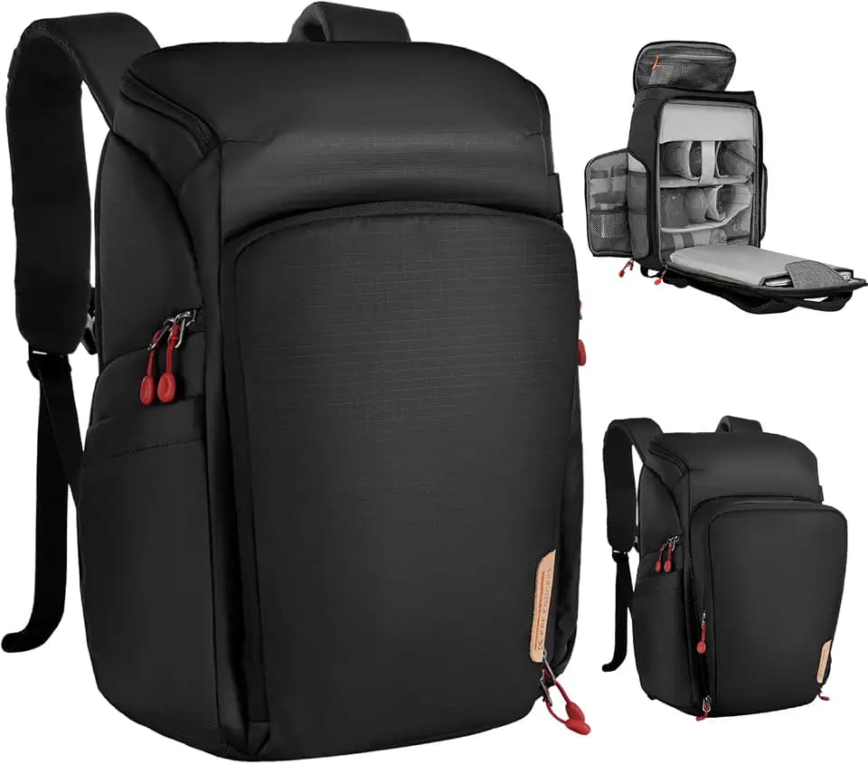 K&F CONCEPT Camera Backpack, 22L Expandable Camera Bag with Rain Cover