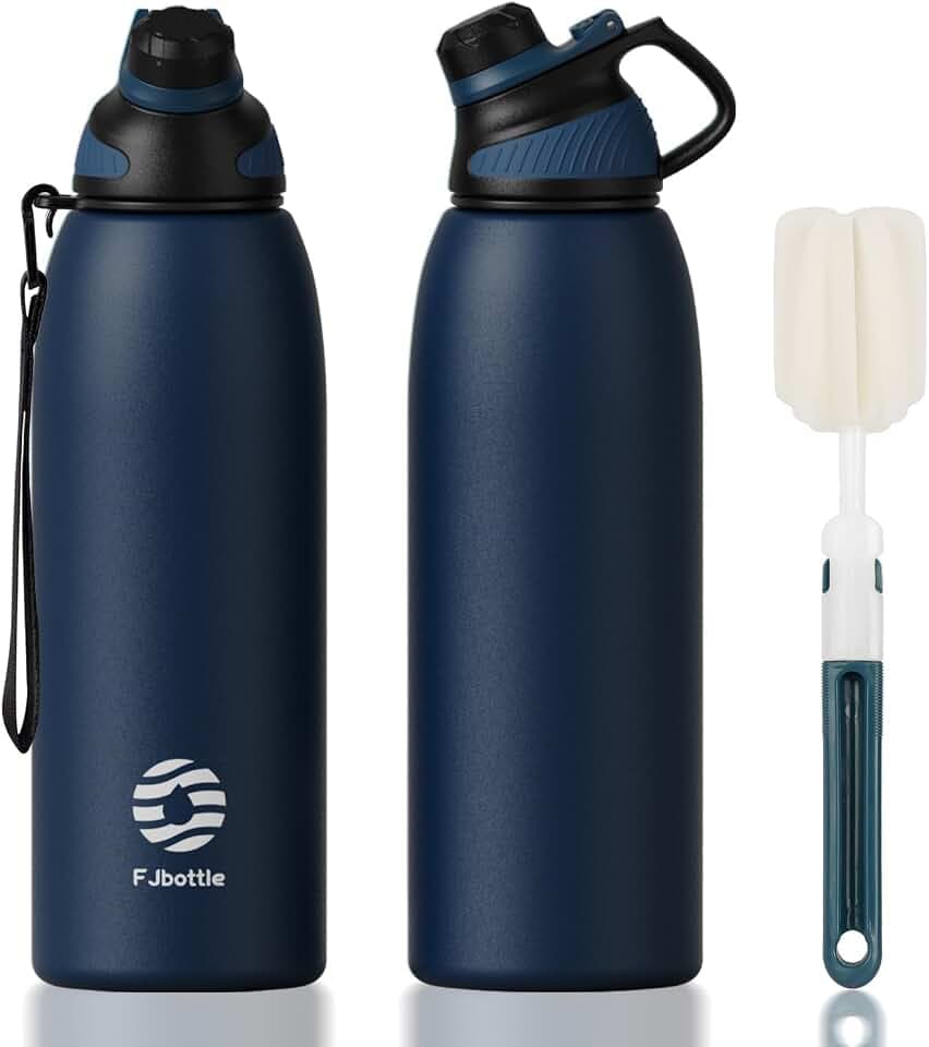 Fjbottle Edelstahl Trinkflasche Sport mit Magnetischem Deckel 1L, 800ml, 600ml, 400ml BPA-Frei Auslaufsichere Kinder Flasche - Kohlensäure geeignet 1500ML Wasserflasche Thermo für Schule, Fitness