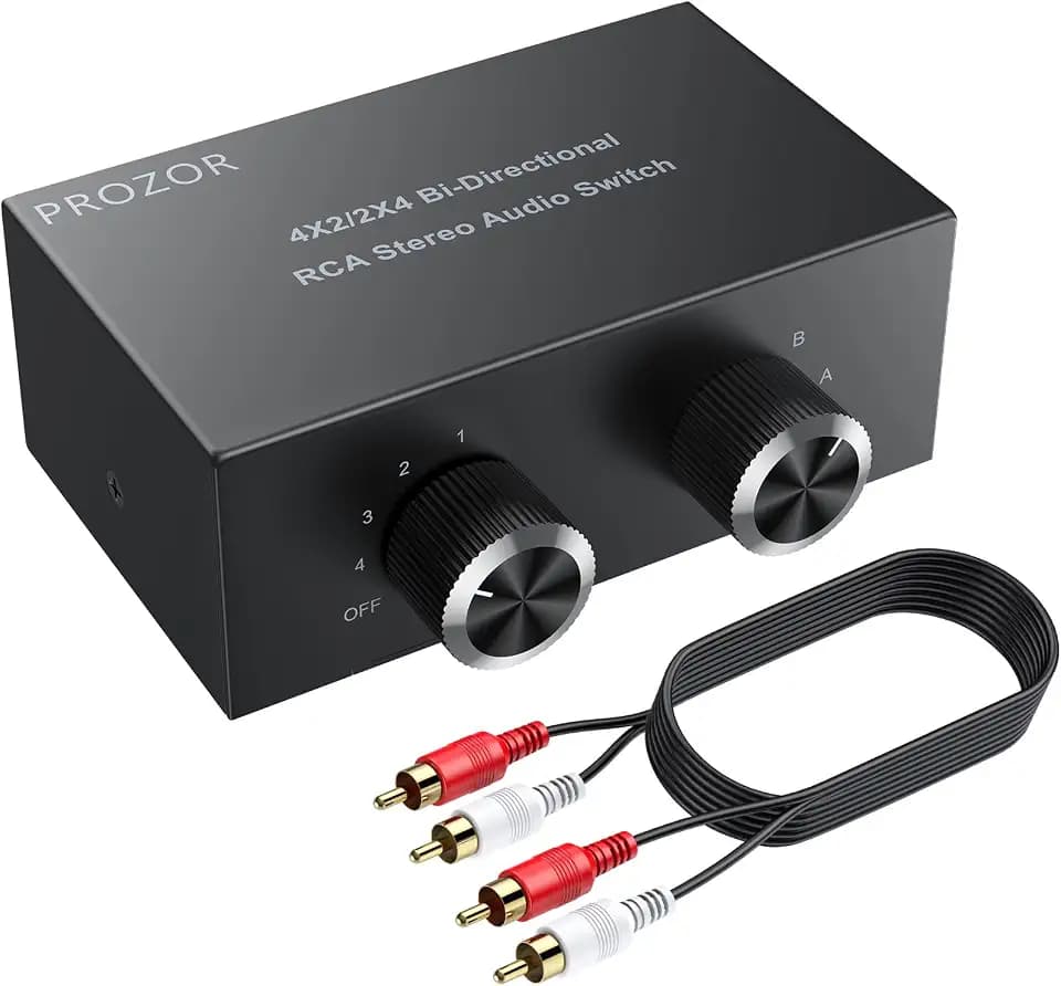 PROZOR 4-Way Stereo L/R Bi-Directional Audio Switcher 4X2/2X4