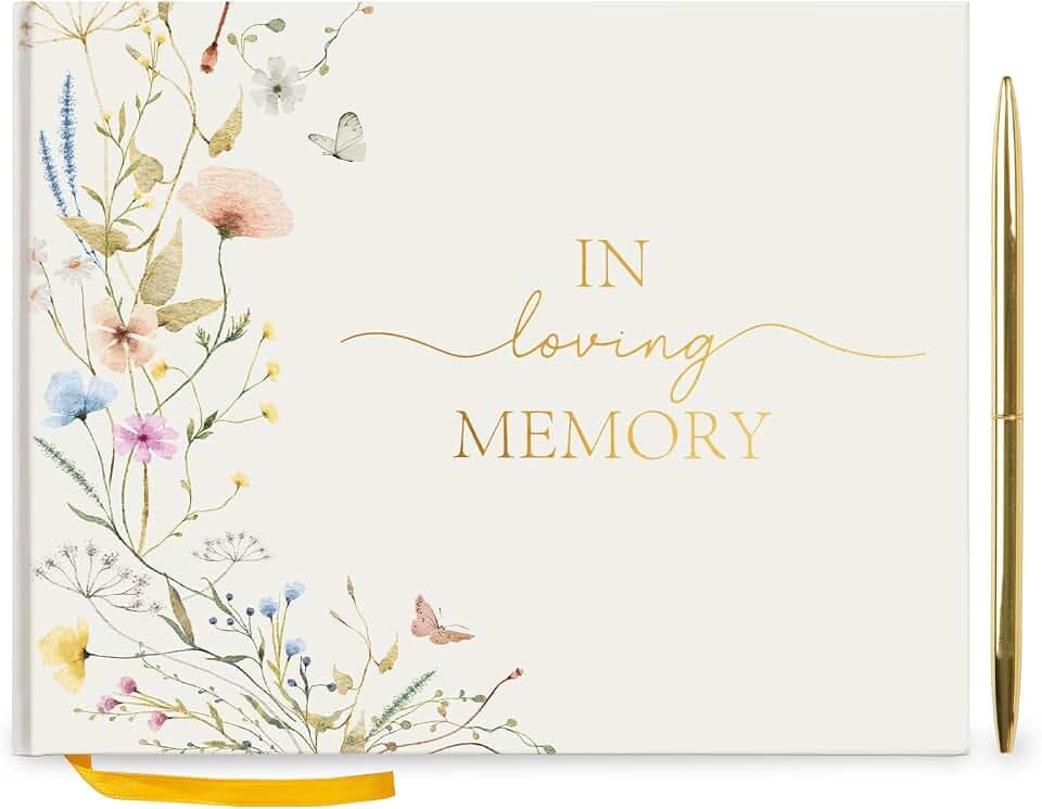 Funeral Guest Book for Memorial Service, Celebration of Life Guest Book