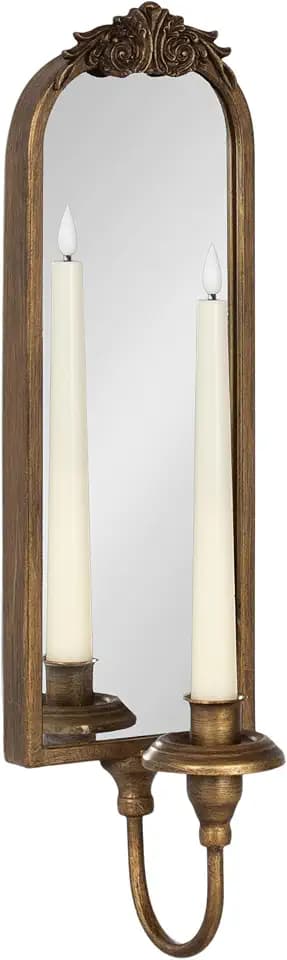 Kate and Laurel Arendahl Vintage Mirrored Wall Sconce, 5 x 5 x 18, Gold, Antique Ornate Candlestick Holder with Mirror for Bathroom or Bedroom Wall Decor