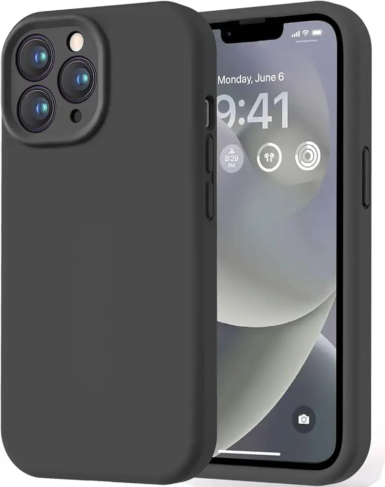 LOVE 3000 Designed for iPhone 13 Pro Max Case, Premium Silicone with [Soft Anti-Scratch Microfiber Lining] Shockproof Protective Phone Case for Men Women Girls 6.7", Black