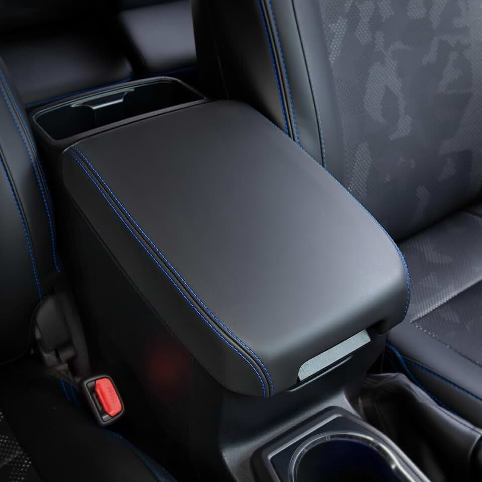 Center Console Armrest Lid Replacement for Tacoma 2016-2023 – OEM-Style Console Cover with Soft Cushion Foam & Premium PU Leather – Direct Replacement, Not a Slip-On Cover (Blue)