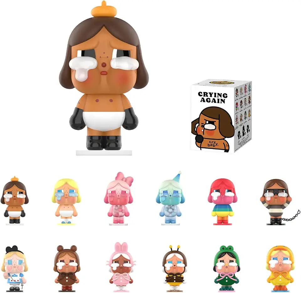 POP MART Crybaby Crying Again Series Figures, Crybaby Blind Box Figures, Random Design Action Figures Collectible Toys Home Decorations, Holiday Birthday Gifts, Single Box