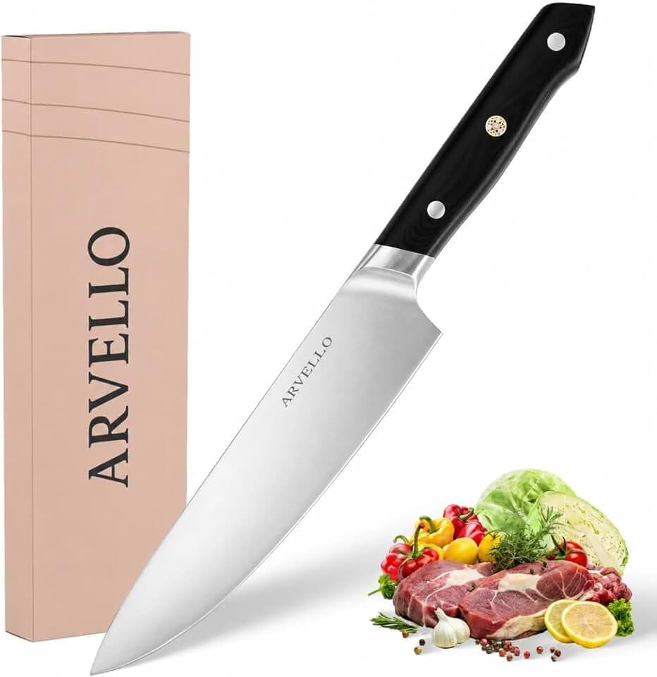 ARVELLO 8-inch Chef Knife, German High Carbon Stainless Steel Kitchen Knife