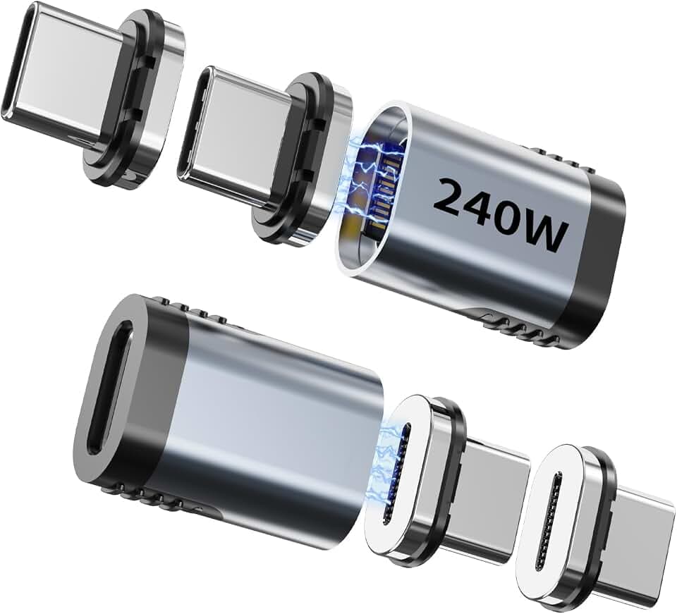 240W USB-C Straight Magnetic Extender 2-Pack 4Tips USB4 40G Mac/PC