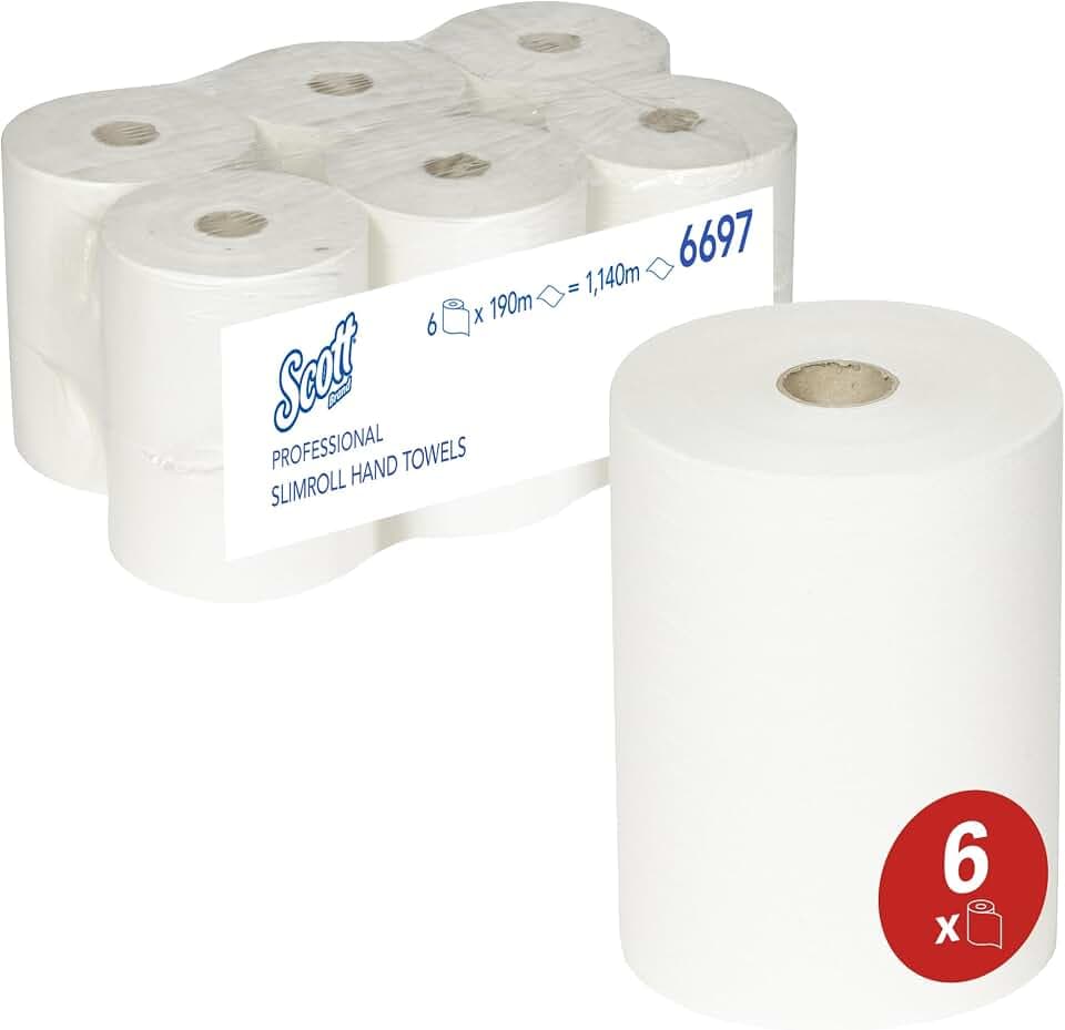 Scott weiße Papierhandtücher 6697, 1-lagig, Papierhandtuch, 6x190m