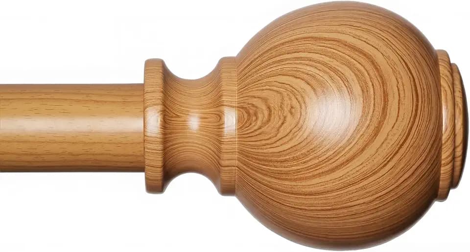 Wood Curtain Rods for Windows 28 to 48 Inches,1 inch Heavy Duty Window Curtain Rods with Imitation Wood Grain Finials,Decorative Drapery Rods Adjustable, 28"-58"(2.3-4.8ft), Wood