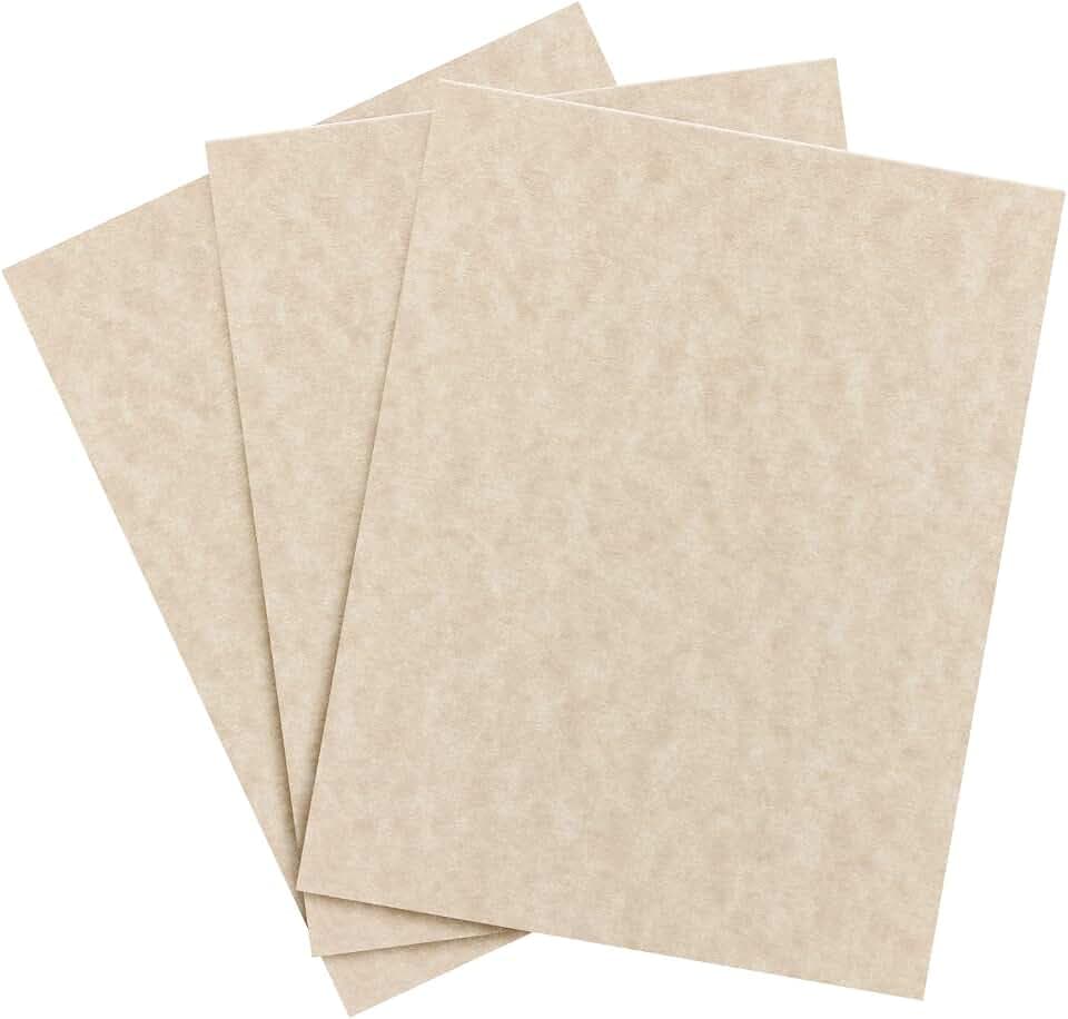 Camel Parchment Cardstock – Great for Certificates, Menus and Wedding Invitations | Medium Weight 65lb Cover (176gsm) | 8.5 x 11” | 50 Sheets per Pack
