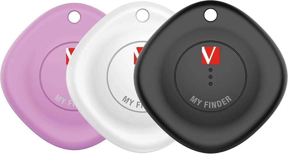 Verbatim My Finder 3er Set, Bluetooth Tracker für Rucksack, Koffer, Geldbörse, Schlüssel und Co, kompatibel mit Apple „Wo ist?“ Schlüsselfinder mit austauschbarer Batterie