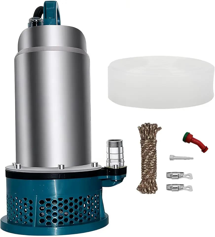 Tauchpumpe kompatibel mit Makita 18V Akku, Kabellose Wasserpumpe mit 5m Verbindungskabel, Förderhöhe 16m, für Pool, Wasserbett, Gartenbewässerung, Bürstenloser Motor (Ohne Batterien & Ladegerät）