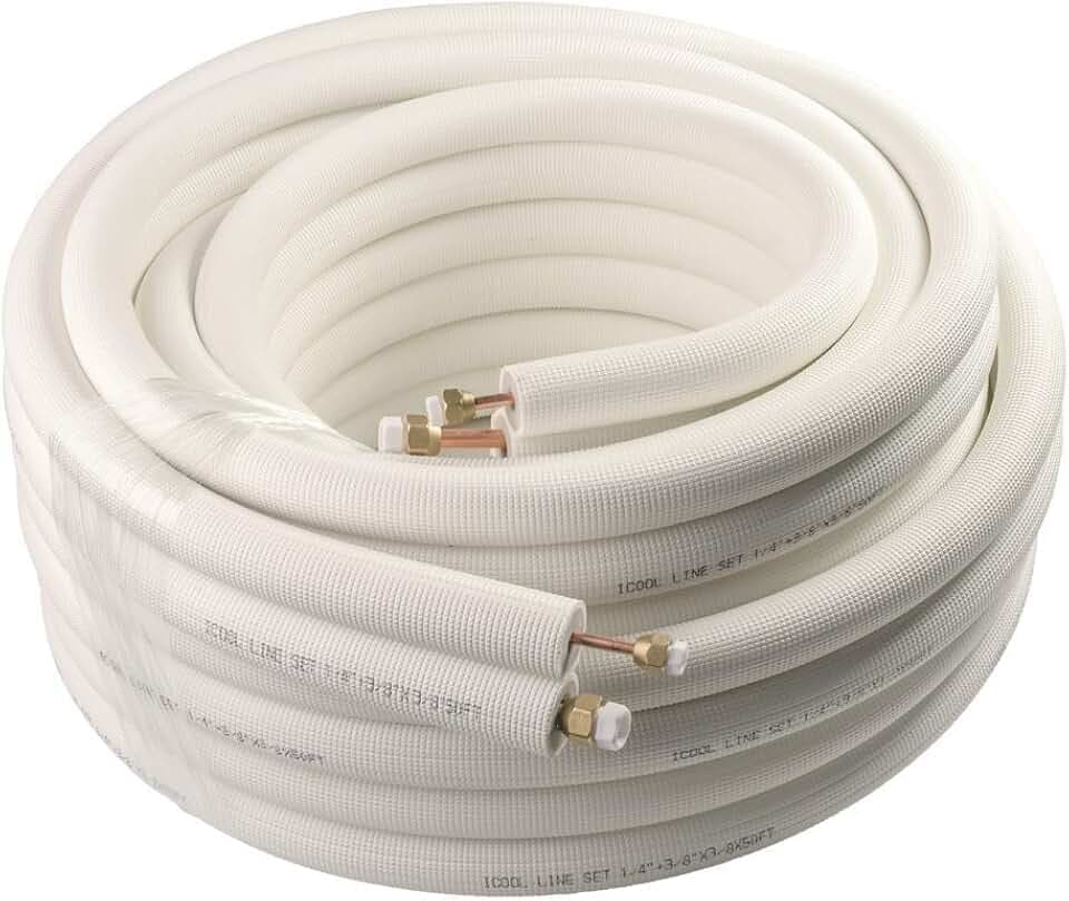 Wostore 50ft Mini Split Copper Line Set, 1/4" & 3/8" PE Insulated with Nuts