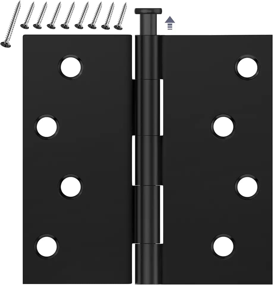 6 Pack Matte Black Door Hinges 4 Inch, Exterior Door Hinges Square Corners