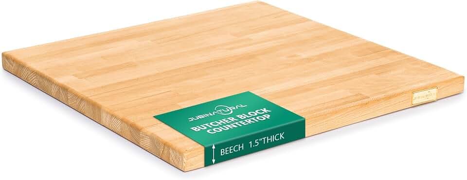 24 x 25 x 1.5 in Finished Beech Butcher Block Countertop