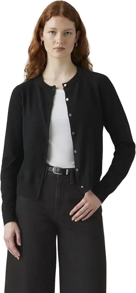 Levi's Damen Cardigan mit Rundhalsausschnitt, weich, Schwarz (Anthracite Night), S