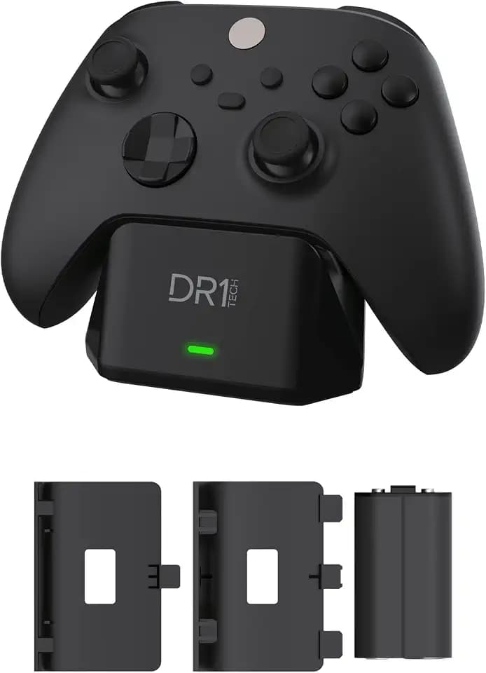 DR1TECH PowerSetX Ladestation und Akku für XBOX One X/S, Series X/S - Zubehör für Wireless Controller + Smart Battery 1200 mAh (Controller Nicht Enthalten) [Amazon Exclusive]