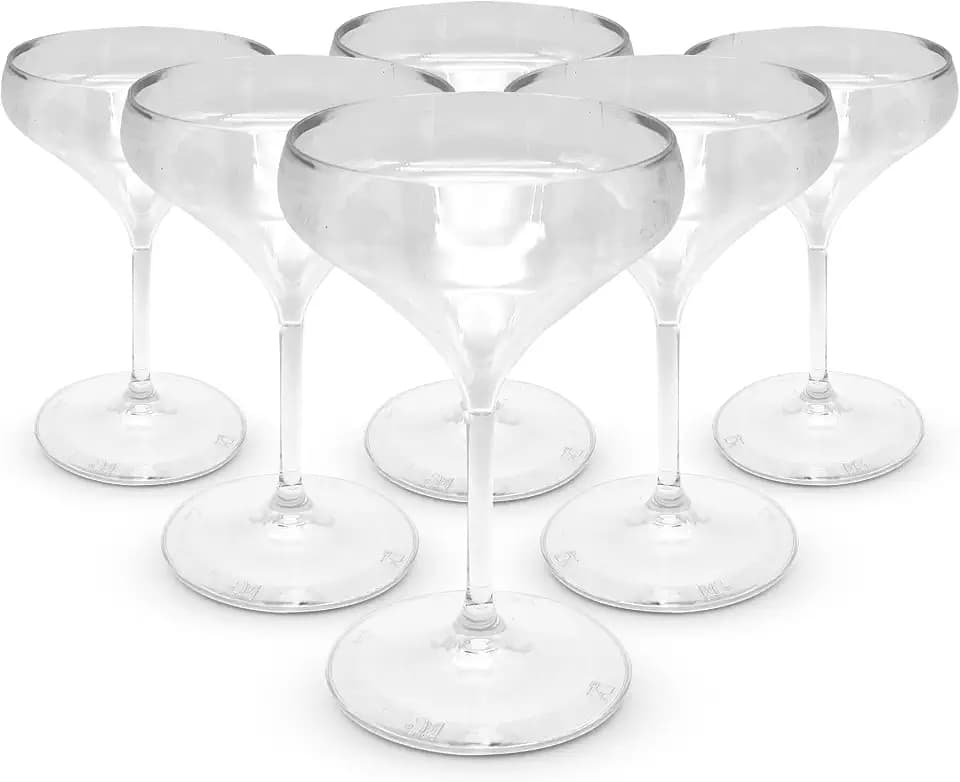 DOJA Barcelona | Transparente Polycarbonat Champagner Coupette Glser | 40 cl | 6er Pack | Wiederverwendbar | Splmaschinenfest